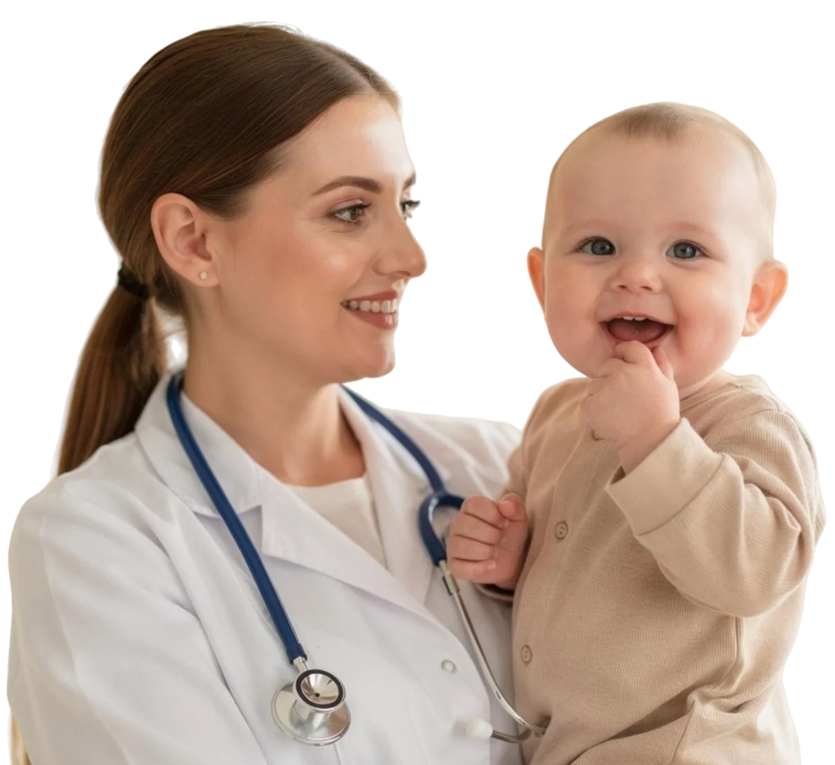 Médica segurando um bebê